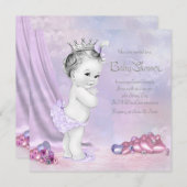 Elegant roze en Paarse Baby shower Kaart (Voorkant / Achterkant)