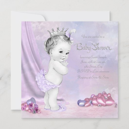 Elegant roze en Paarse Baby shower Kaart (Voorkant)