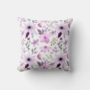Elegant roze en paarse bloemmotief kussen