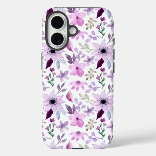 Elegant roze en paarse bloempatroon Case-Mate iPhone case (Achterkant)