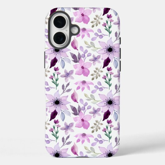 Elegant roze en paarse bloempatroon Case-Mate iPhone case (Achterkant)
