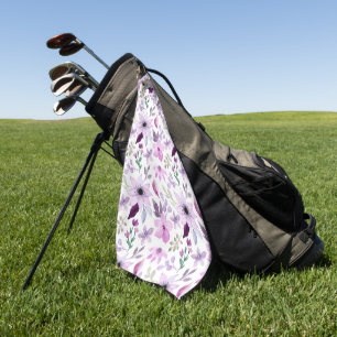Elegant roze en paarse bloempatroon golfhanddoek