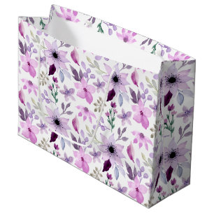 Elegant roze en paarse bloempatroon groot cadeauzakje