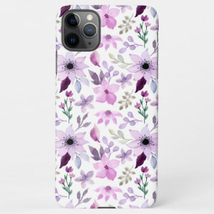 Elegant roze en paarse bloempatroon iPhone 11Pro max hoesje