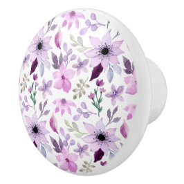 Elegant roze en paarse bloempatroon keramische knop