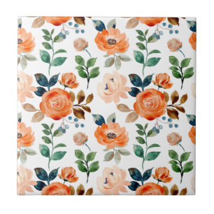 Elegant roze en paarse bloempatroon keramische teg tegeltje