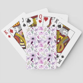 Elegant roze en paarse bloempatroon pokerkaarten