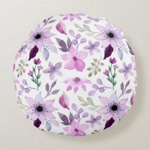 Elegant roze en paarse bloempatroon rond kussen