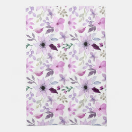 Elegant roze en paarse bloempatroon theedoek