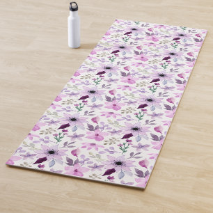 Elegant roze en paarse bloempatroon yogamat