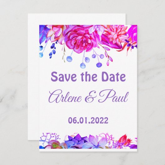 Elegant roze en paarse constructie kaart (Voorkant / Achterkant)