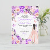 Elegant roze en Paarse Floral Quinceanera Kaart (Staand voorkant)
