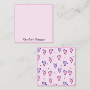 Elegant Roze En Paarse Hart Monogram Notitiekaartje