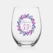 Elegant Roze en Paarse krans 55e verjaardagsfeestj Wijnglas Zonder Voet (Voorkant)