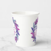 Elegant Roze en Paarse krans 65e Verjaardag Papieren Bekers (Links)