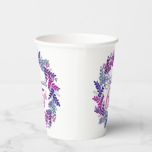 Elegant Roze en Paarse krans 65e Verjaardag Papieren Bekers (Rechts)