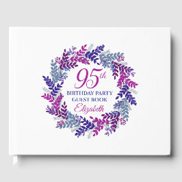Elegant Roze en Paarse krans 95e verjaardagsfeestj Gastenboek