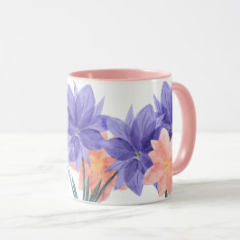 Elegant roze en Paarse Lila koffie aan de Floral B Mok