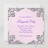 Elegant roze en Paarse Masquerade Party Kaart (Achterkant)
