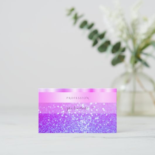 Elegant roze en Paarse mousserende glitter Shimmer Visitekaartje (Staand voorkant)