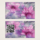 Elegant Roze en Paarse Waterverf Bloemen QR code Visitekaartje (Voorkant /achterkant)
