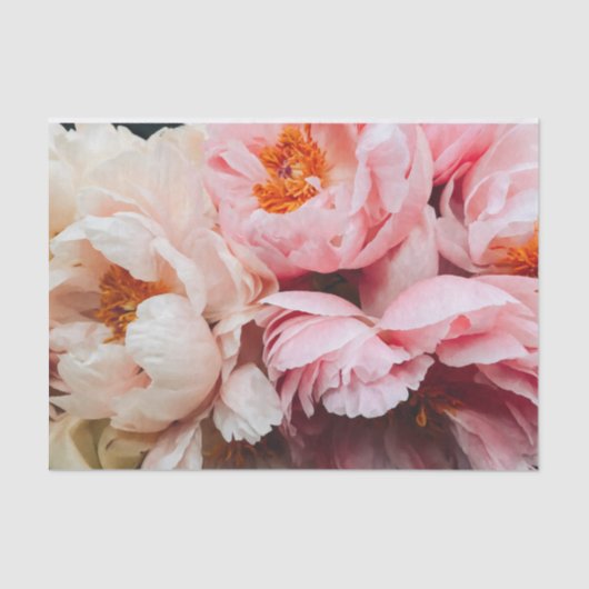 Elegant roze en peach peonies tissuepapier (Voorkant)