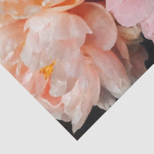 Elegant roze en peach peonies tissuepapier (Detail)