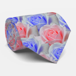 Elegant Roze en Powder Blue Rozen Floral Wedding Stropdas