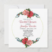 Elegant roze en rode roze Vrijgezellenfeest Kaart (Voorkant)