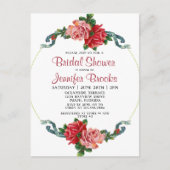 Elegant roze en rode roze Vrijgezellenfeest Uitnodiging Briefkaart (Voorkant)