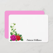 Elegant roze en rode rozenbloem notitiekaartje (Voorkant / Achterkant)