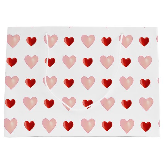 Elegant roze en rood hart op wit groot cadeauzakje (Voorkant)