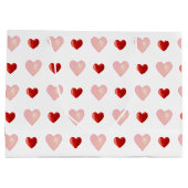 Elegant roze en rood hart op wit groot cadeauzakje (Achterkant)