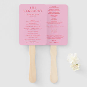 Elegant roze en rood klassiek trouwprogramma handwaaier