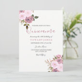 Elegant roze en Roos Gold Quinceanera Uitnodiging (Staand voorkant)