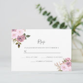 Elegant roze en Roos Gold Wedding RSVP Kaartje (Staand voorkant)