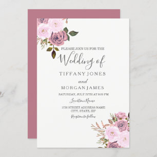 Elegant roze en Roos Gold Wedding Uitnodiging