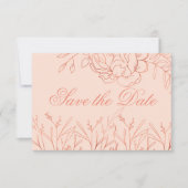 Elegant Roze en Roos Goud Fine Art Bloemen Save The Date (Voorkant)