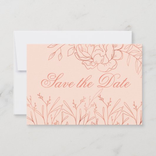 Elegant Roze en Roos Goud Fine Art Bloemen Save The Date (Voorkant)