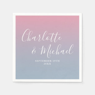 Elegant roze en stoffig blauwe Ombre-huwelijk Servet