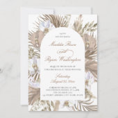 Elegant roze en Tan Boho Pampas Floral Arch Weddin Kaart (Voorkant)