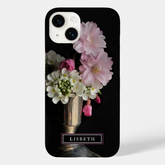 Elegant Roze en White Floral iPhone Case (Achterkant)