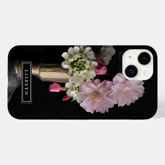 Elegant Roze en White Floral iPhone Case (Achterkant (horizontaal))