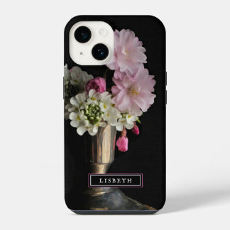 Elegant Roze en White Floral iPhone Case 14 Hoesje