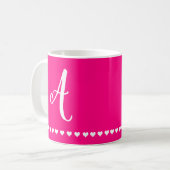Elegant Roze en White Monogram Initiaal Koffie Mok (Voorkant links)