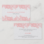 Elegant Roze en White Paisley Lace Visitekaartje (Voorkant / Achterkant)