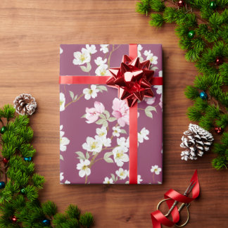 Elegant roze en wit bloemen inpakpapier
