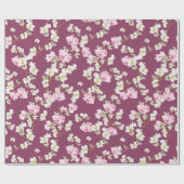 Elegant roze en wit bloemen inpakpapier (Vlak)