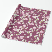 Elegant roze en wit bloemen inpakpapier (Uitgerold)