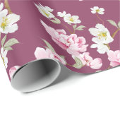 Elegant roze en wit bloemen inpakpapier (Rol Hoek)